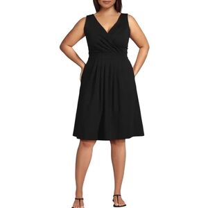 Lands End Black‎ Sleeveless Draped Front Dress Size 1X